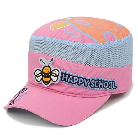 小蜜蜂刺繡卡通平頂帽定制